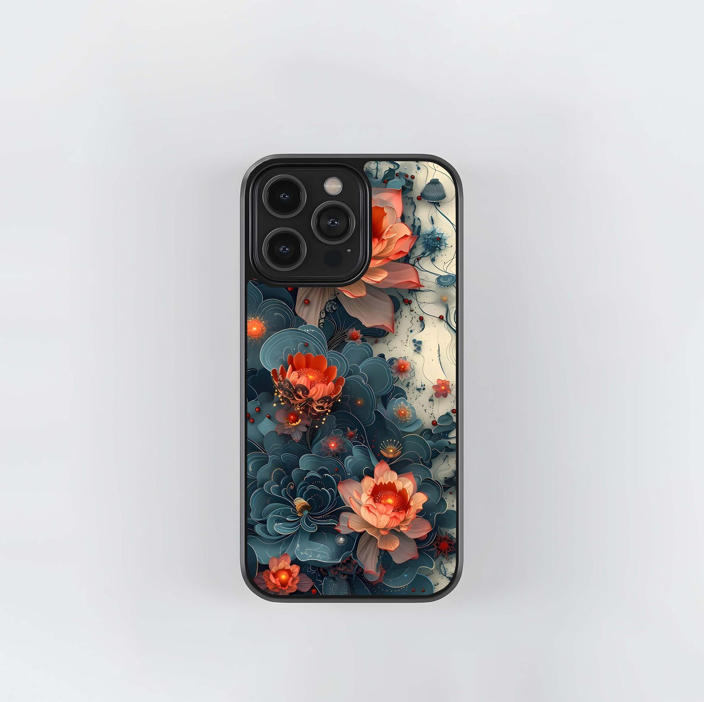 Aqua Lotus Bloom Glass Case