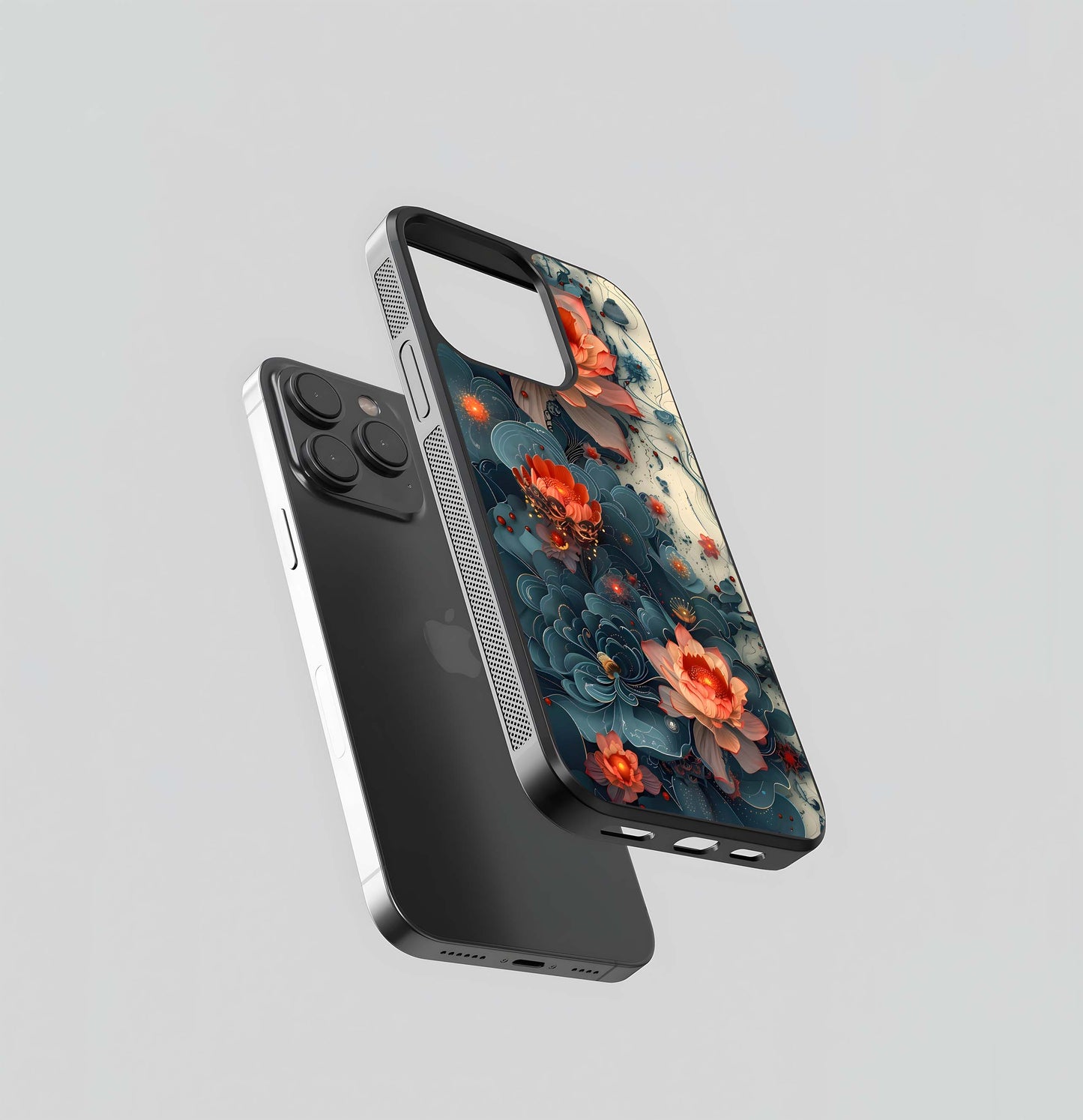 Aqua Lotus Bloom Glass Case