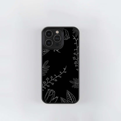 Leaf White Outlines Glass Case