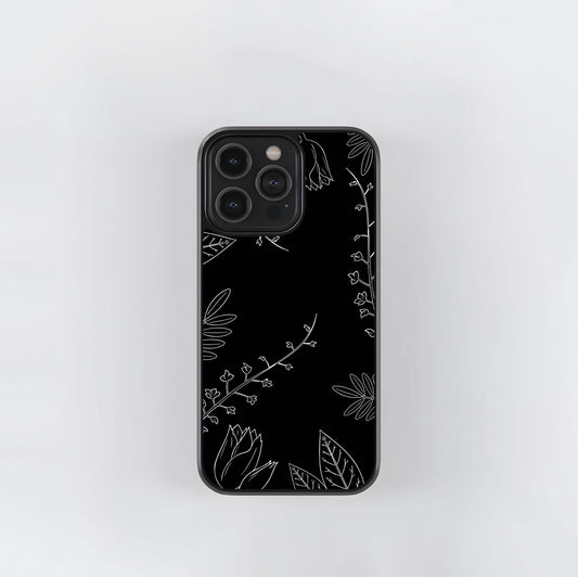 Leaf White Outlines Glass Case