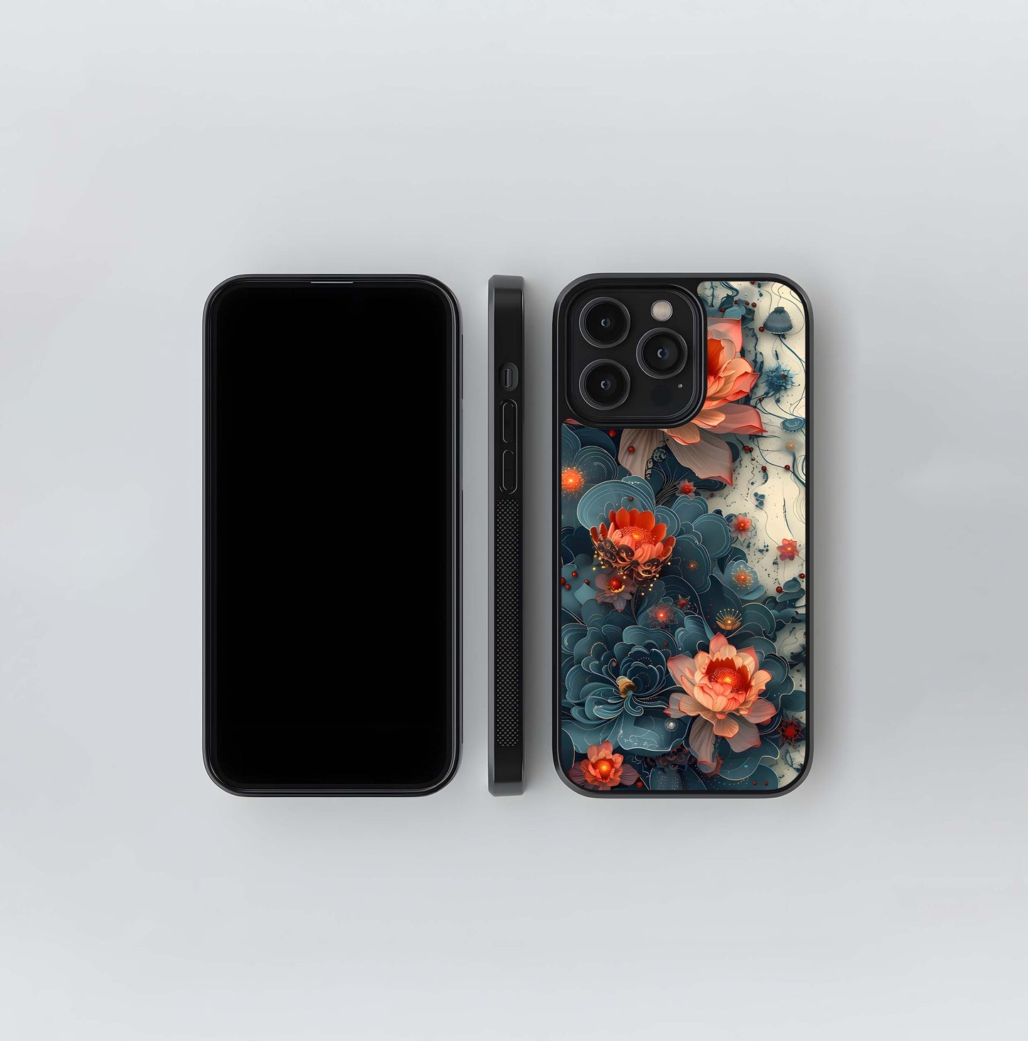 Aqua Lotus Bloom Glass Case