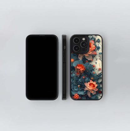 Aqua Lotus Bloom Glass Case