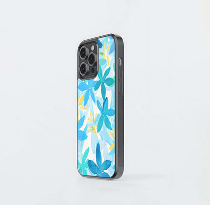 Aqua Petal Splash Glass Case