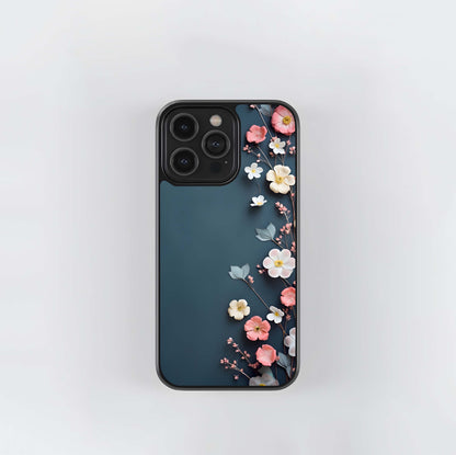 Floral Border on Teal Glass Case