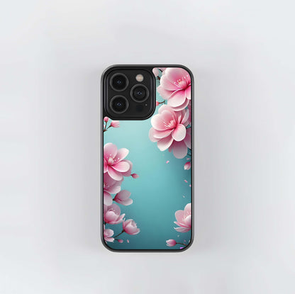 Cherry Blossom Aqua Bloom Glass Case