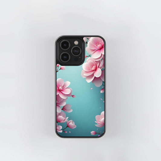 Cherry Blossom Aqua Bloom Glass Case