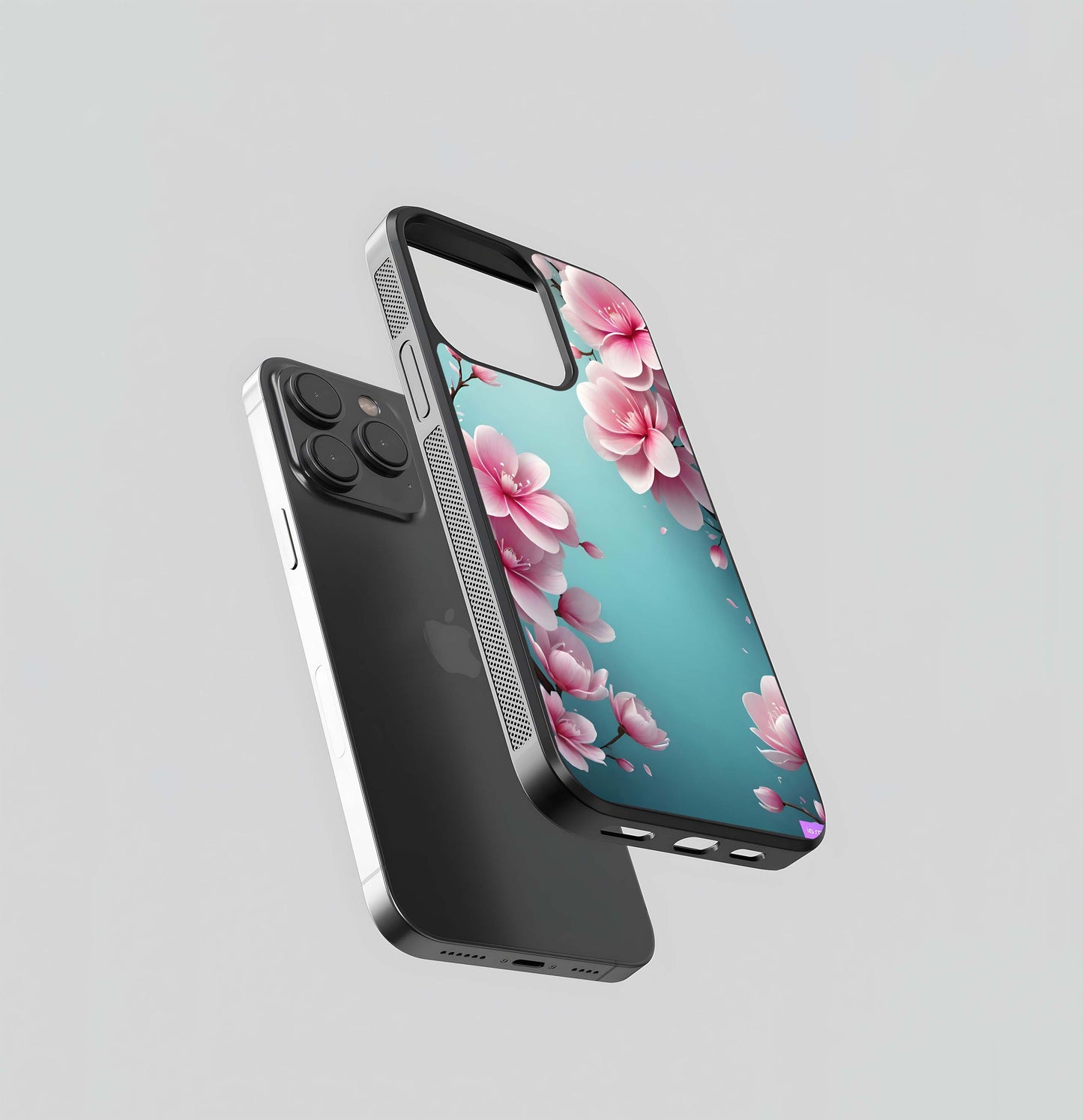 Cherry Blossom Aqua Bloom Glass Case