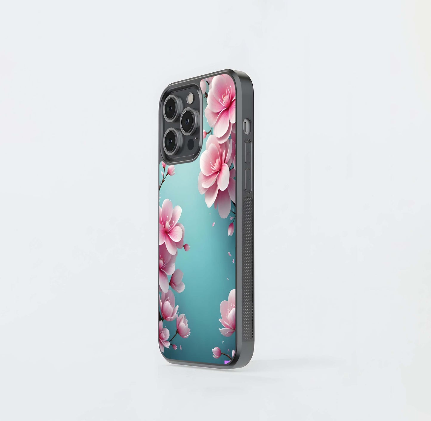 Cherry Blossom Aqua Bloom Glass Case