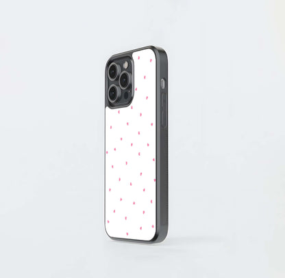 White Background With Pink Heart Glass Case / Cover