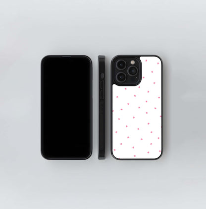 White Background With Pink Heart Glass Case / Cover