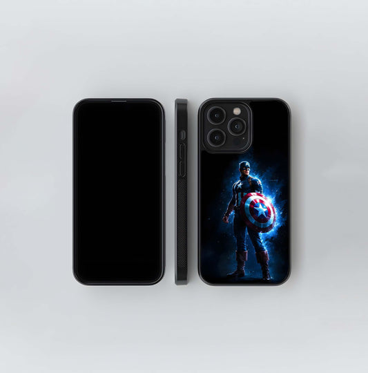Captain America Blue Glow Glass Case