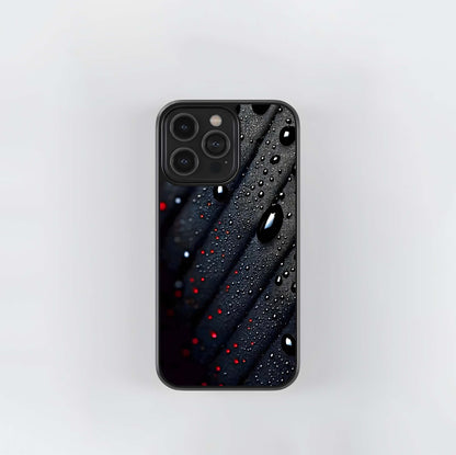 Black Embossed Fabric with Red Accents Glass Case