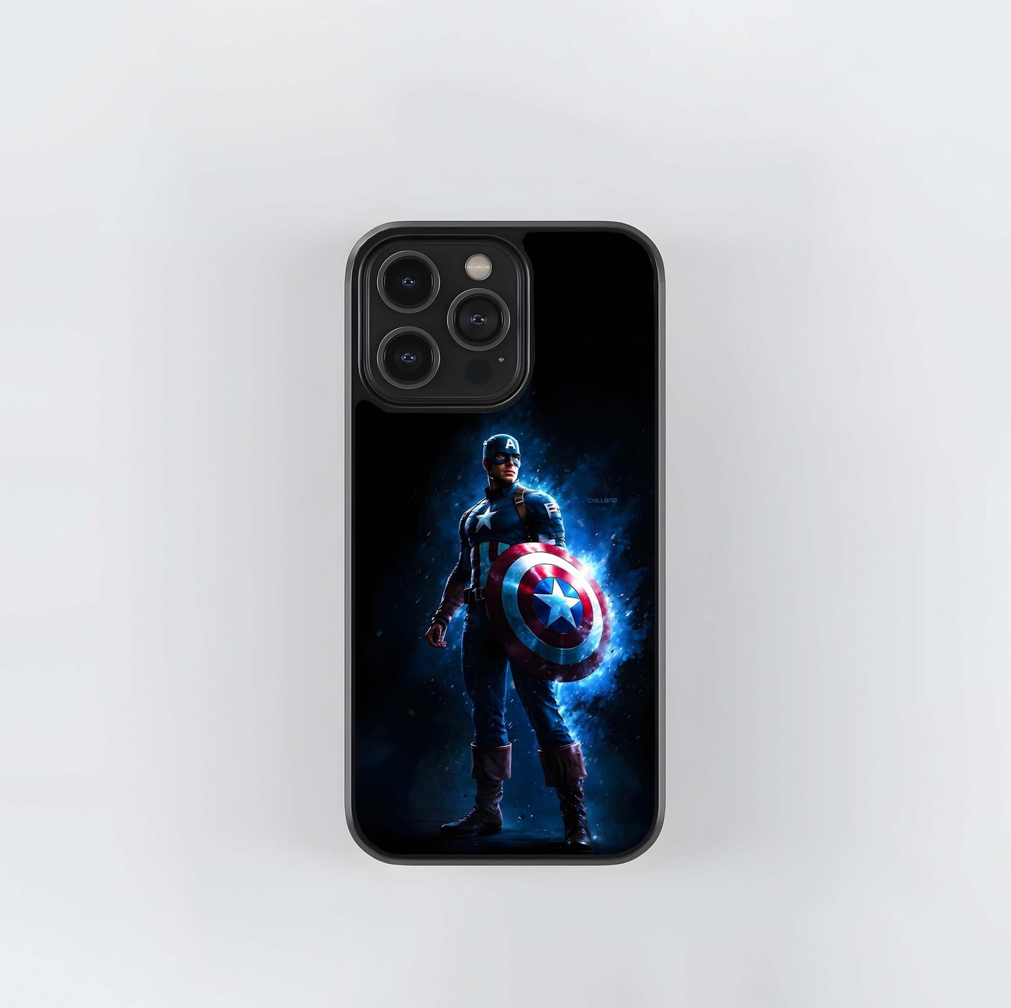 Captain America Blue Glow Glass Case