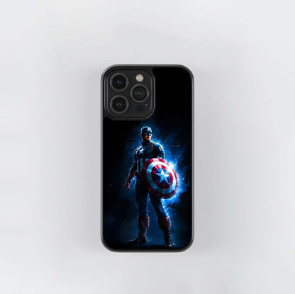 Captain America Blue Glow Glass Case