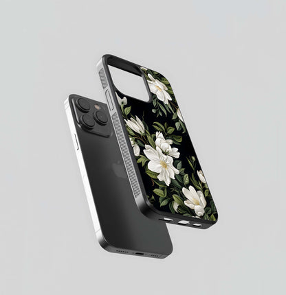 Midnight White Bloom Glass Case