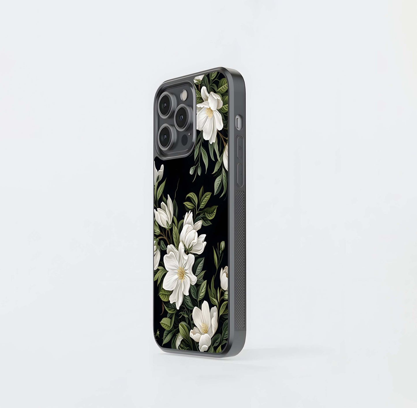 Midnight White Bloom Glass Case