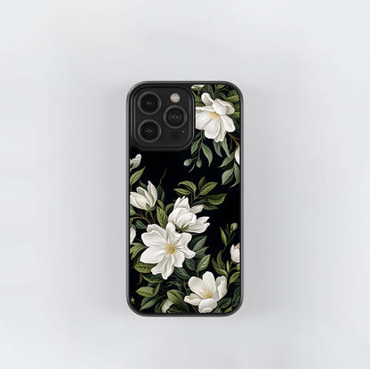 Midnight White Bloom Glass Case