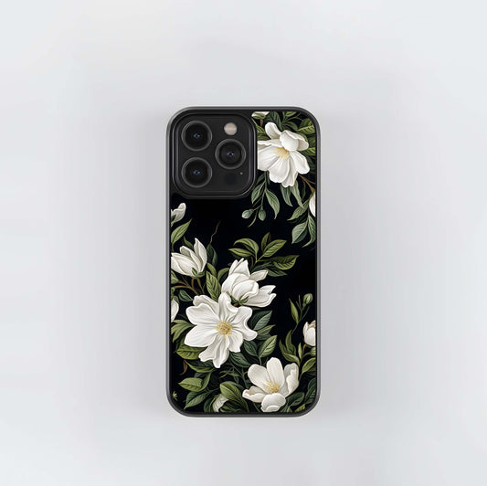 Midnight White Bloom Glass Case