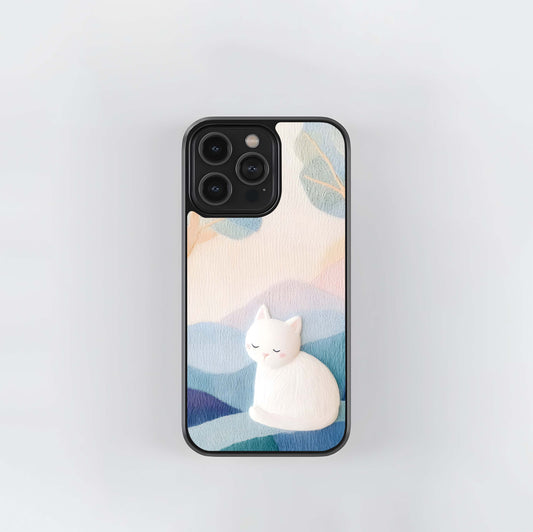 Pastel Quilted Cat Glass Case
