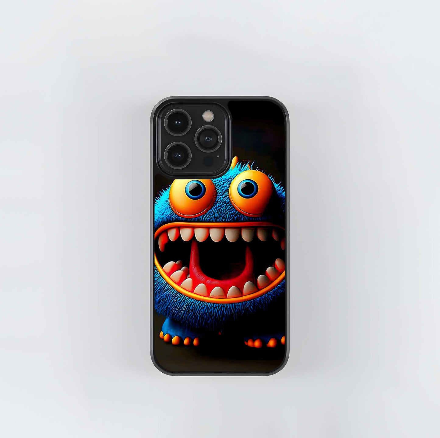 Big-Eyed Blue Monster Cartoon Glass Case