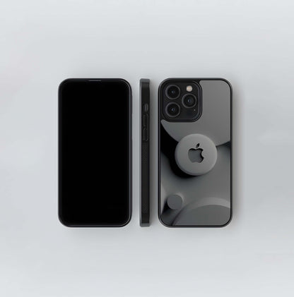 Minimalist Grey Apple Logo with Circles Glass Case