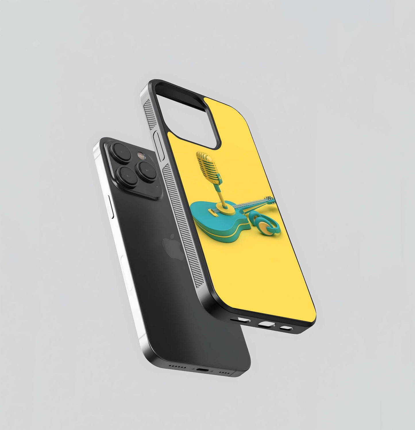 Aqua and Yellow Music 3D Render Glass Case