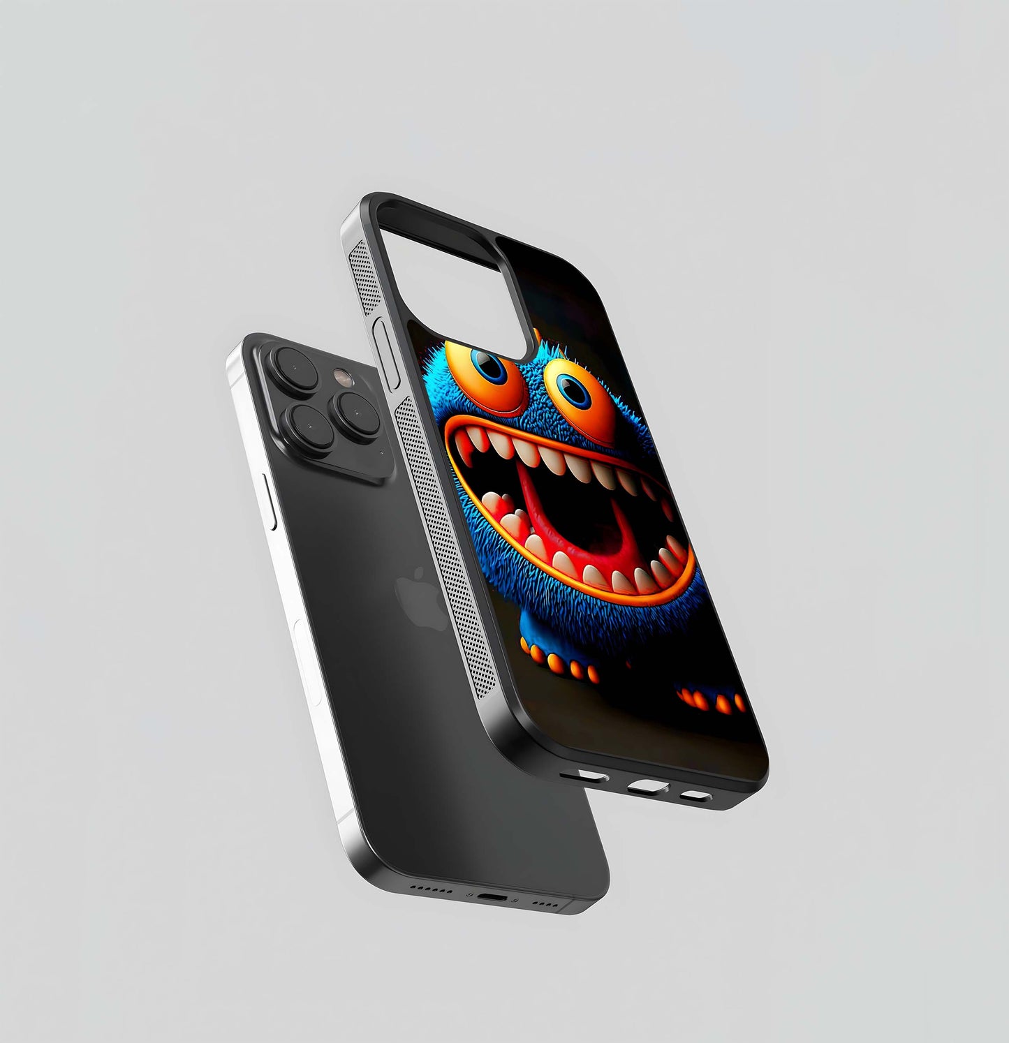 Big-Eyed Blue Monster Cartoon Glass Case