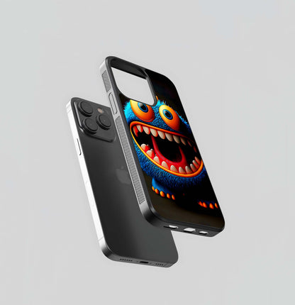 Big-Eyed Blue Monster Cartoon Glass Case