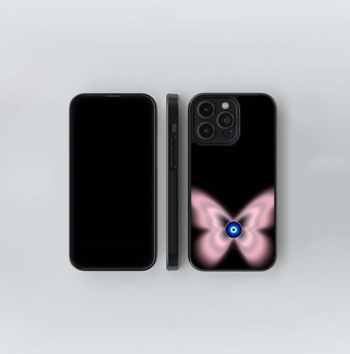Butterfly Evil Eye Glow Glass Case