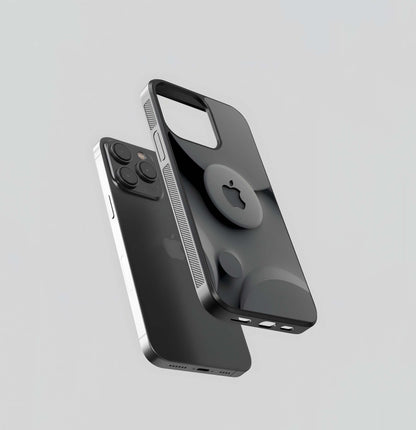 Minimalist Grey Apple Logo with Circles Glass Case