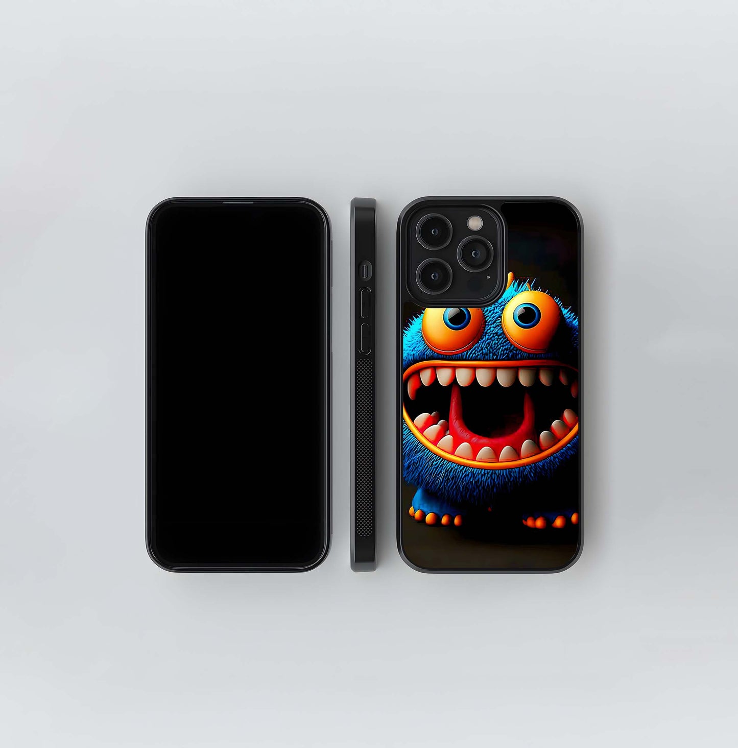 Big-Eyed Blue Monster Cartoon Glass Case