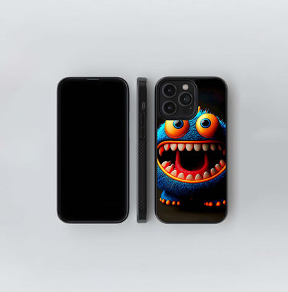 Big-Eyed Blue Monster Cartoon Glass Case