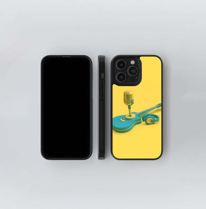 Aqua and Yellow Music 3D Render Glass Case