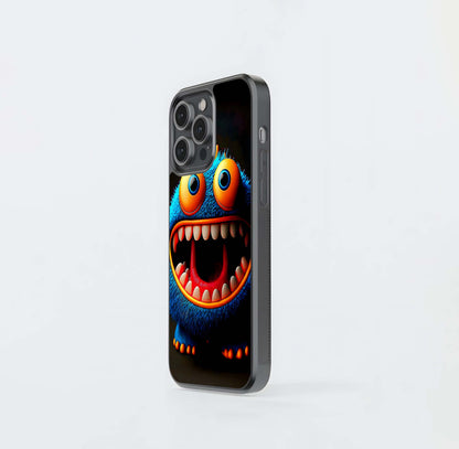 Big-Eyed Blue Monster Cartoon Glass Case