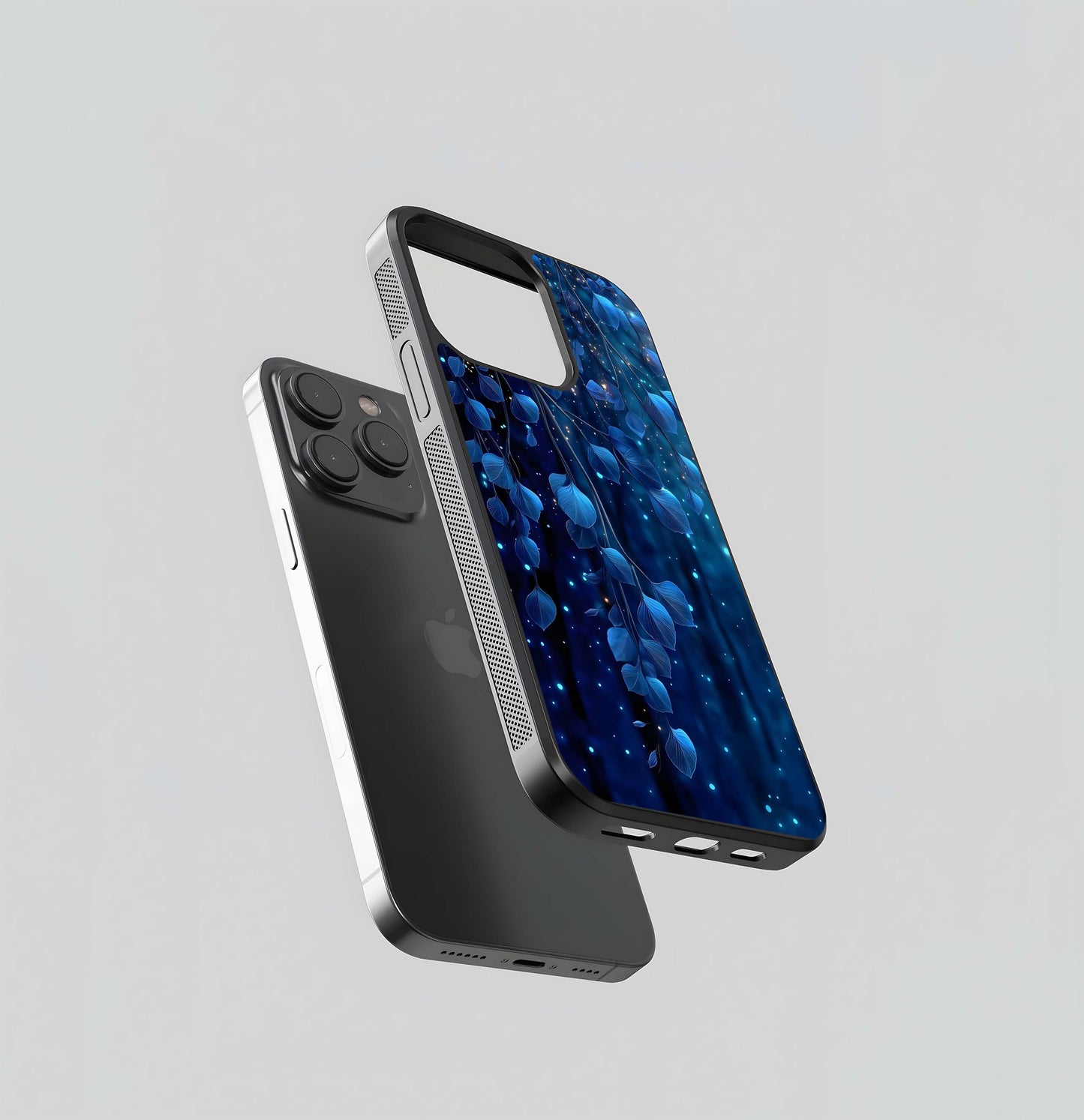 Glowing Blue Foliage Glass Case