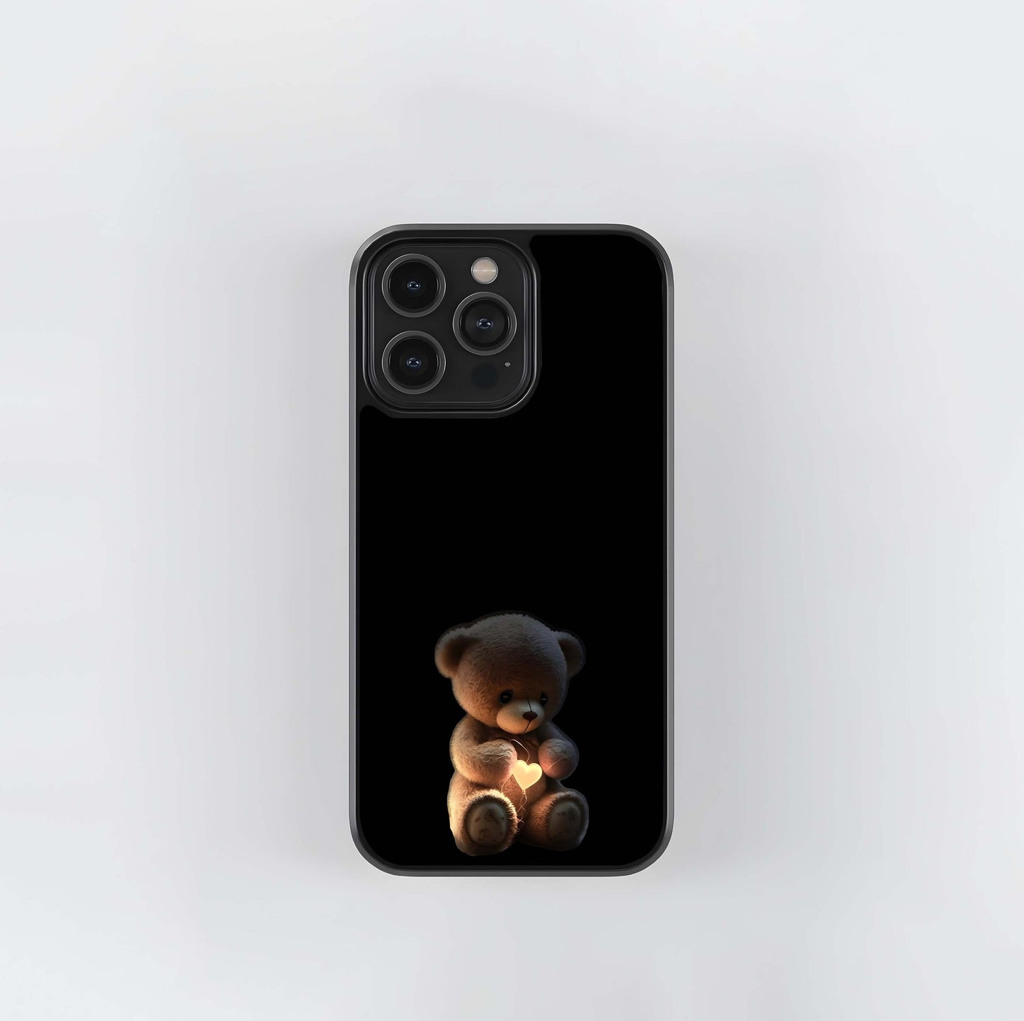 Glowing Heart Teddy Bear Glass Case