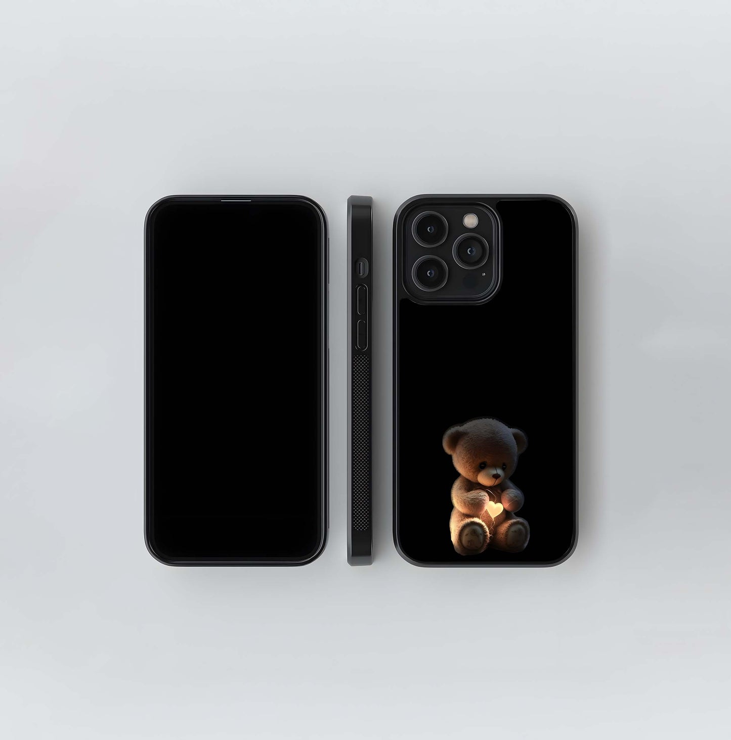 Glowing Heart Teddy Bear Glass Case