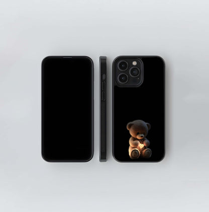Glowing Heart Teddy Bear Glass Case