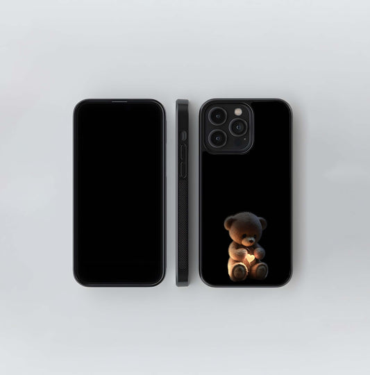 Glowing Heart Teddy Bear Glass Case