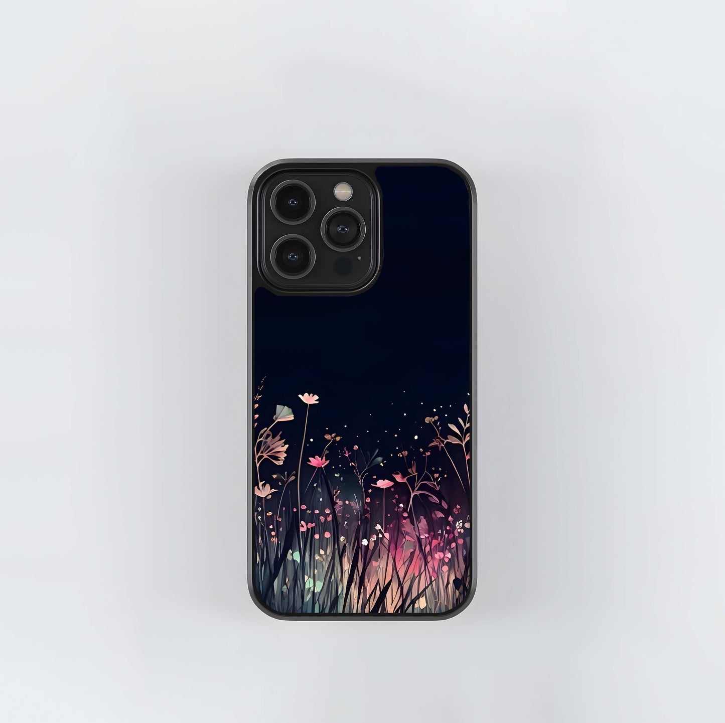 Glowing Flower Silhouettes Glass Case