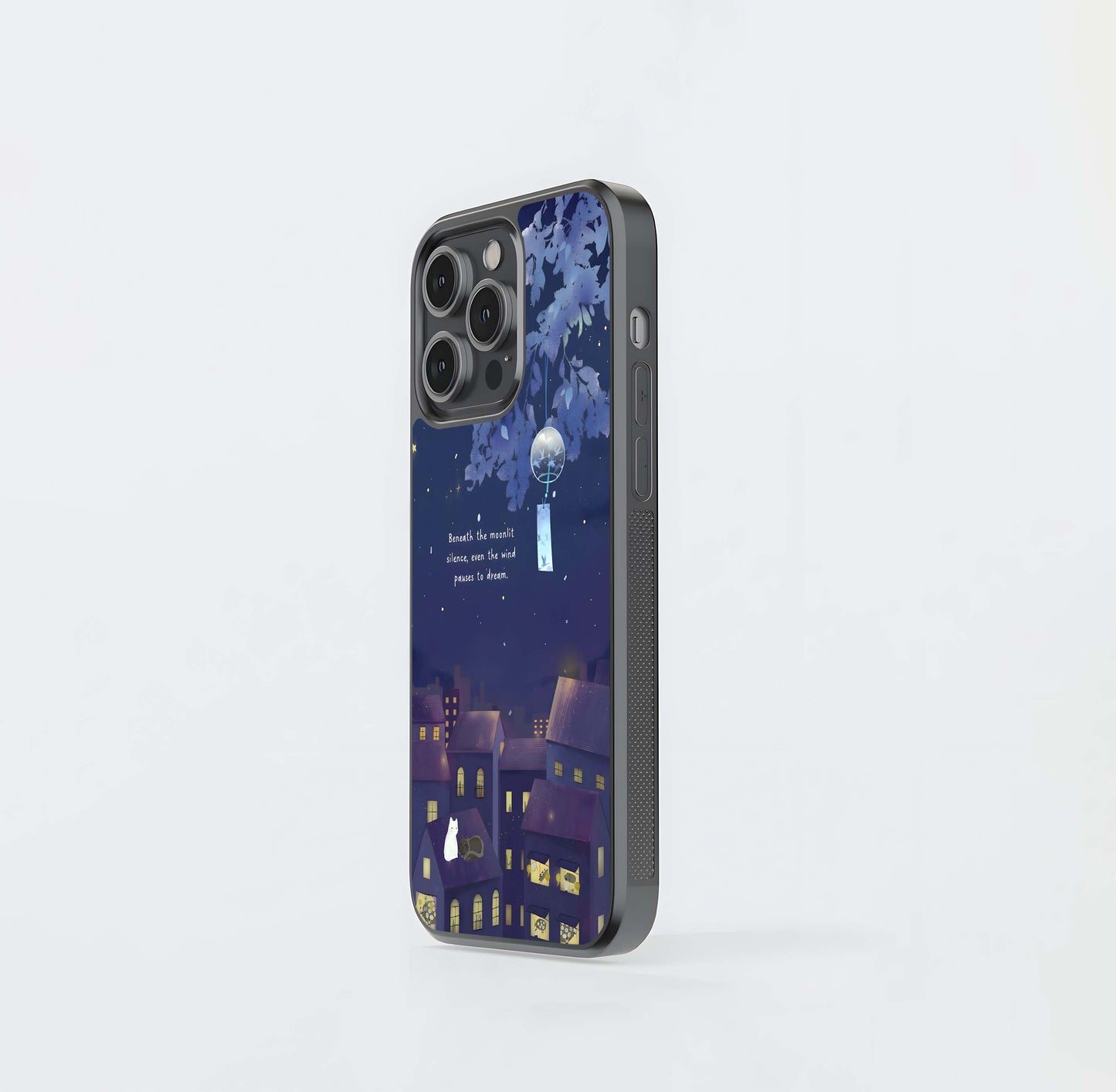 Moonlit Cat Silence Glass Case