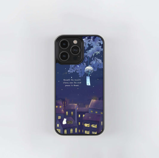 Moonlit Cat Silence Glass Case
