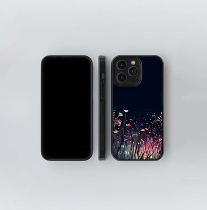 Glowing Flower Silhouettes Glass Case