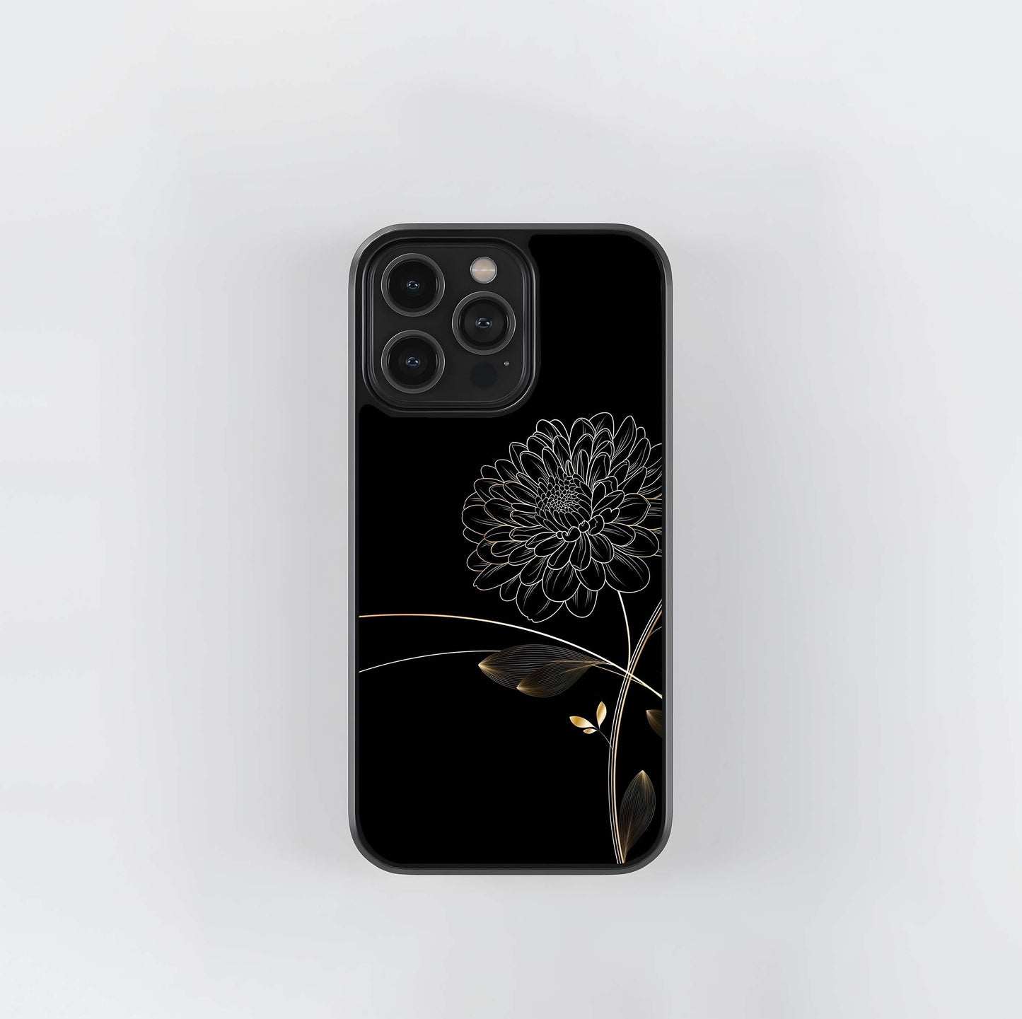 Golden Line Flower Glass Case