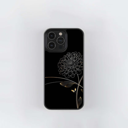 Golden Line Flower Glass Case