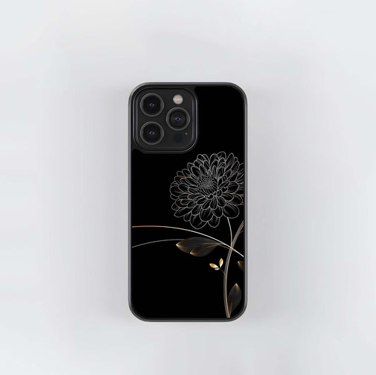 Golden Line Flower Glass Case