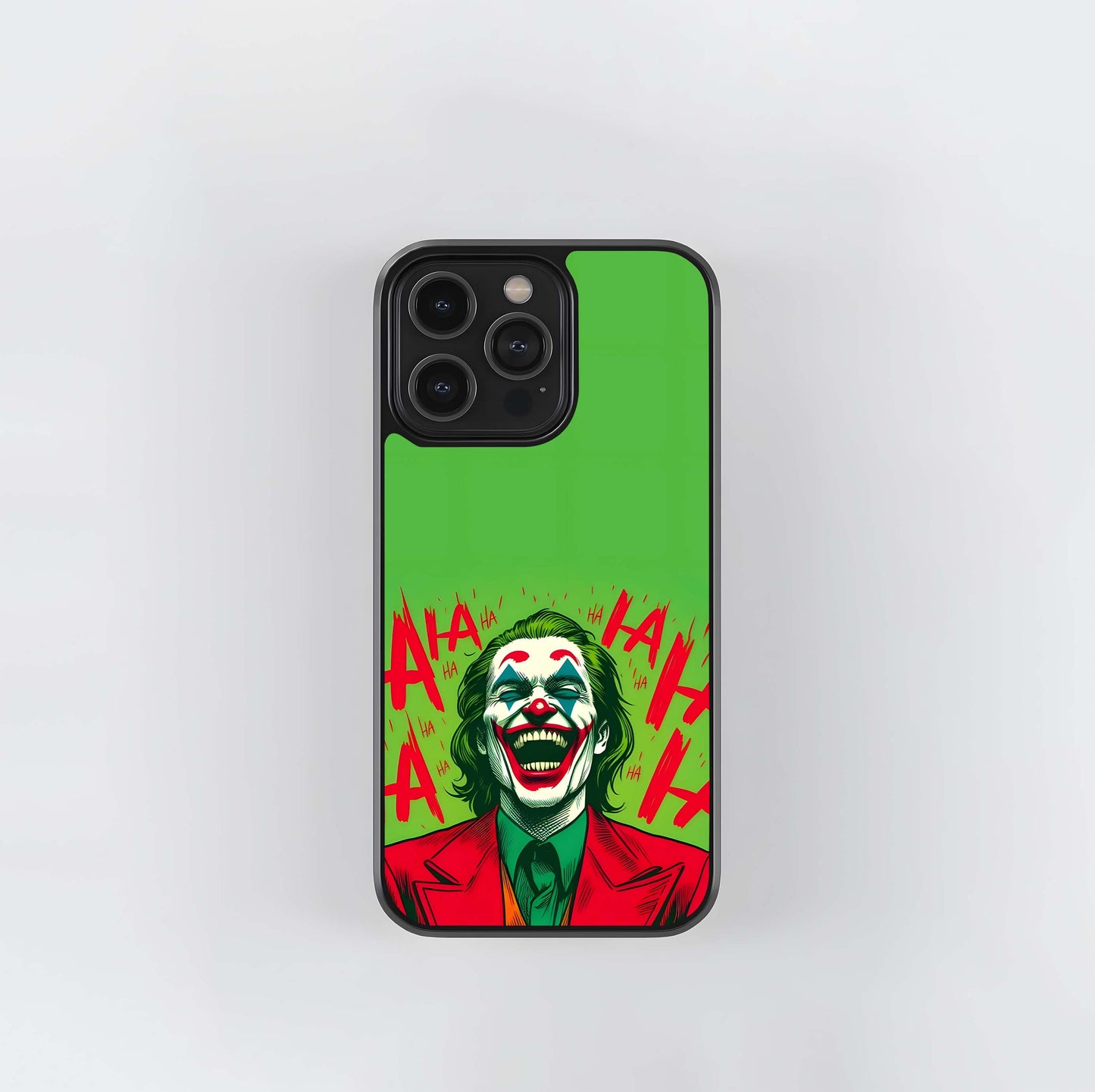 Joker Laughing Illustration on Green Glass Case