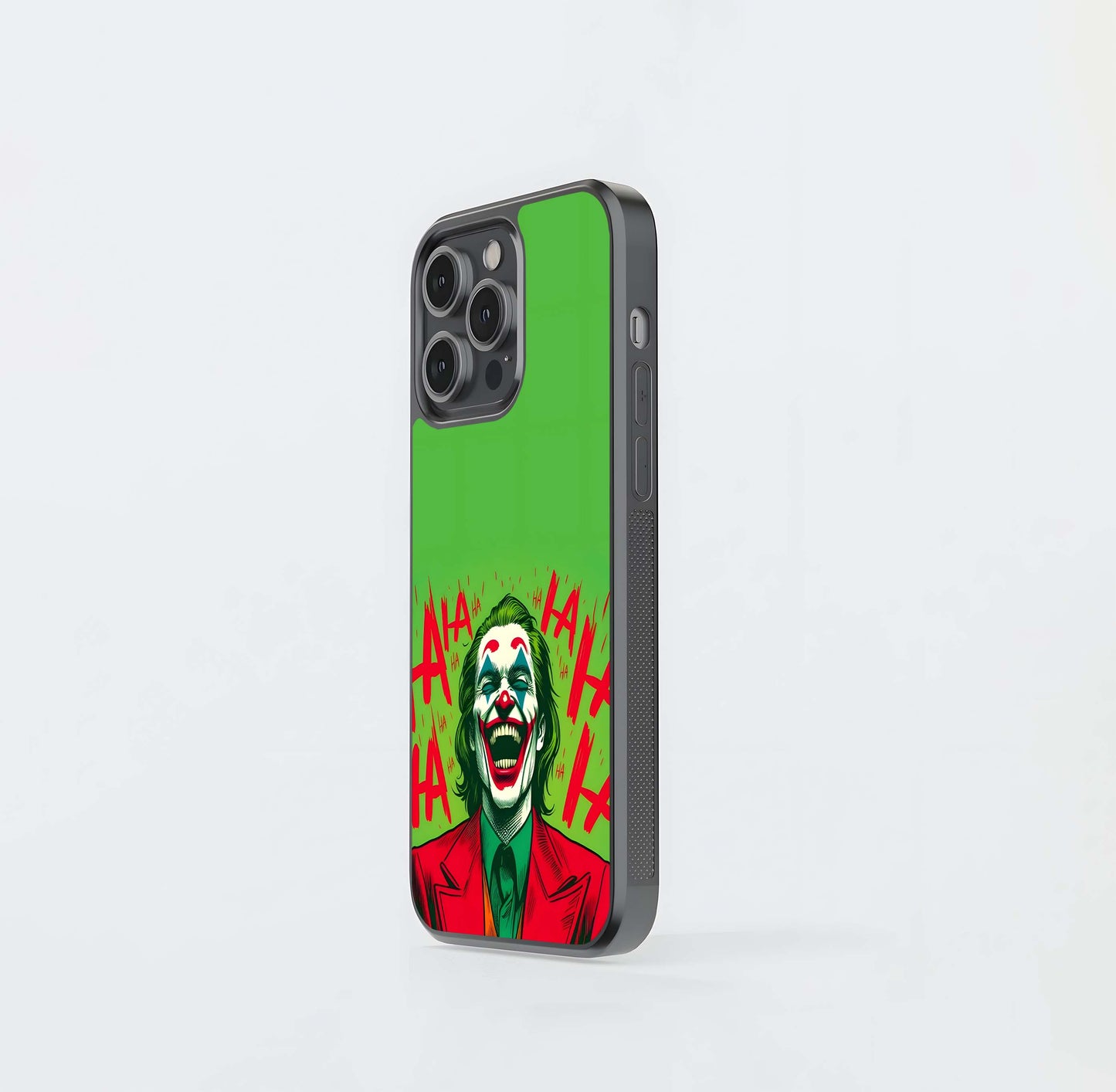 Joker Laughing Illustration on Green Glass Case