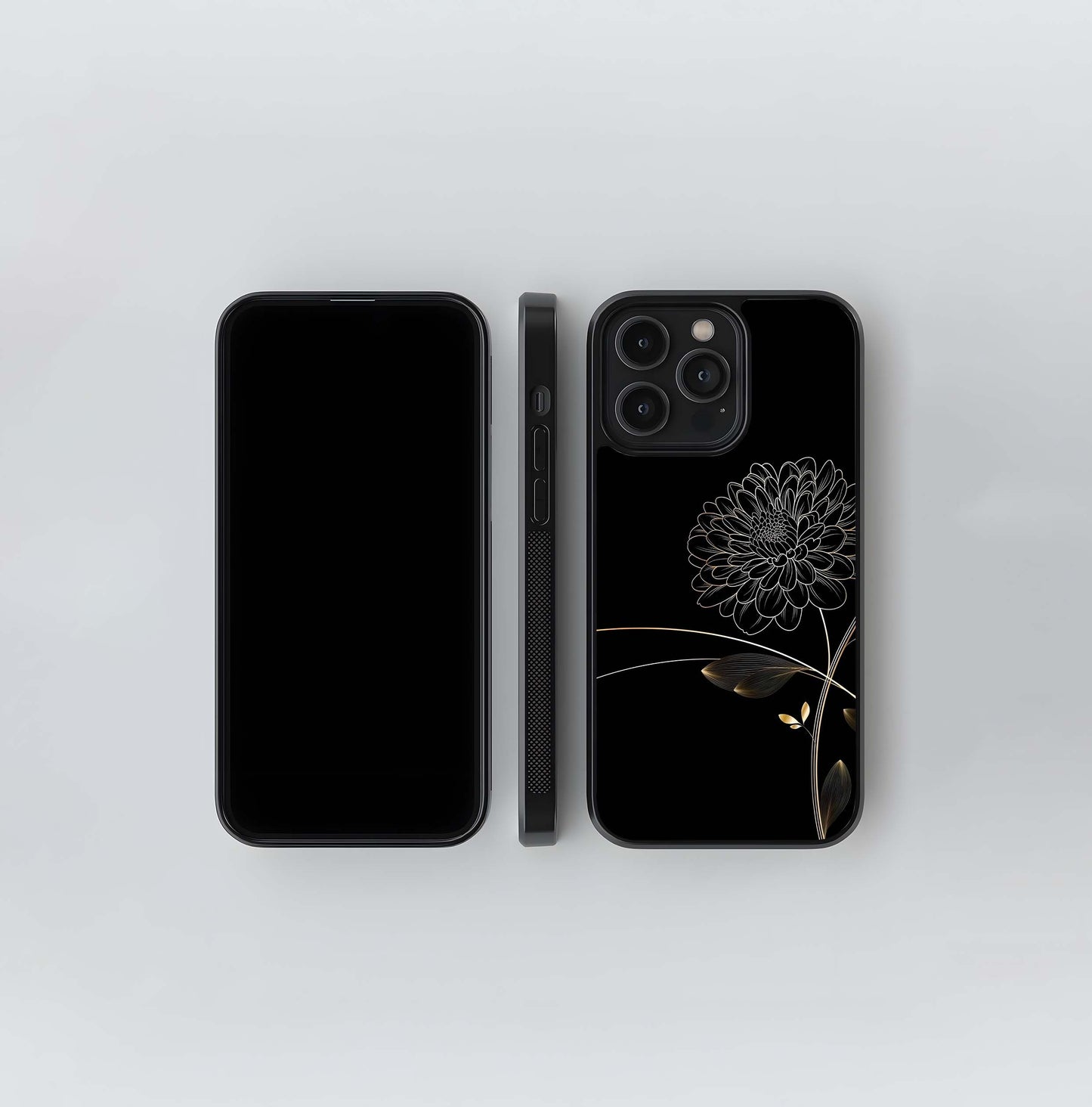 Golden Line Flower Glass Case