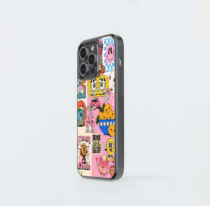 Assorted Stickers Glass Case